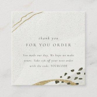 Abstract Ivory Gold Thank You For Order Discount Square