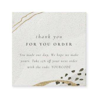 Abstract Ivory Gold Thank You For Order Discount Square