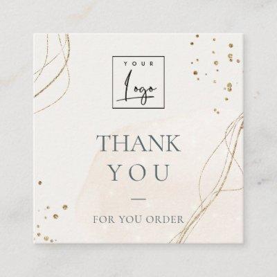 Abstract Ivory Gold Thank You For Your Order Logo Square