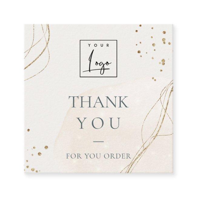 Abstract Ivory Gold Thank You For Your Order Logo Square