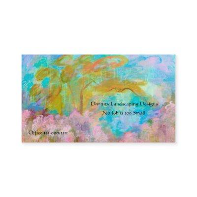 Abstract Landscape Art Tree Pink Aqua Flowers