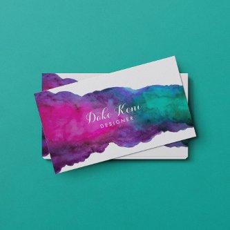 Abstract Magenta and Aqua Watercolor