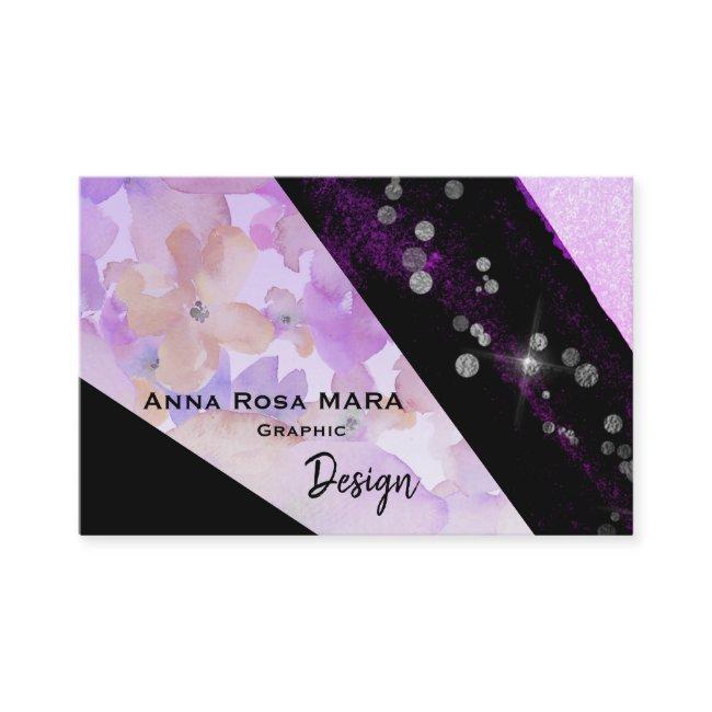 *~* Abstract Modern Glitter Geometric Black Floral