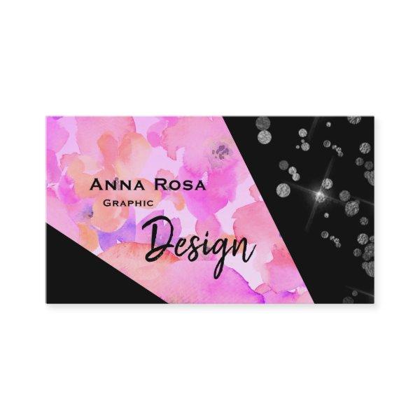 *~* Abstract Modern Pink Glitter Geometric Flower