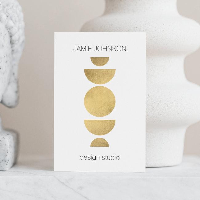 Abstract Moon Phases Geometric Art Gold/White