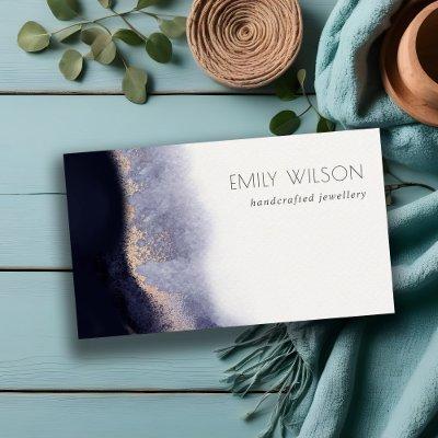 Abstract Navy Black Gold Foil Watercolor Wash
