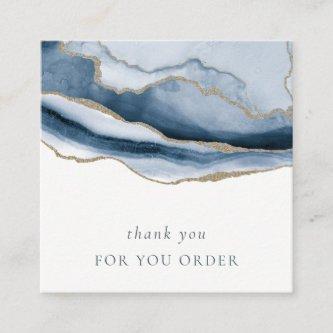 Abstract Navy Blue Agate Thank You For Your Order Square