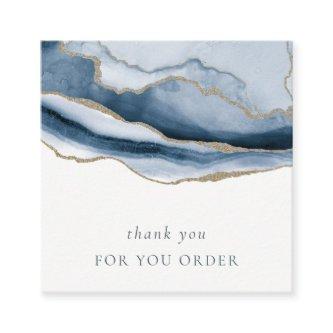 Abstract Navy Blue Agate Thank You For Your Order Square