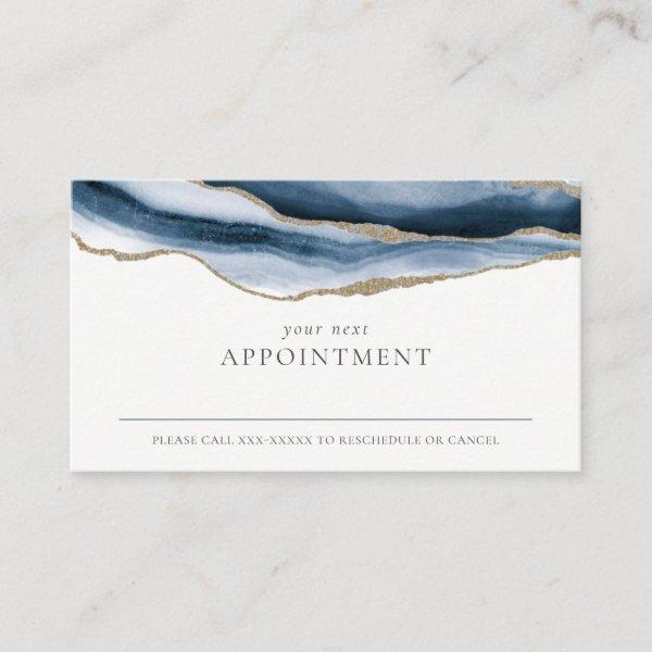 Abstract Navy Blue Gold Agate Appointment Reminder