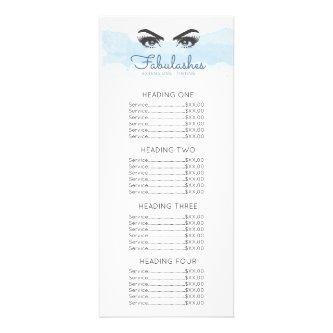 Abstract Pastel Blue Makeup Artist Eyelashes Price Rack Card