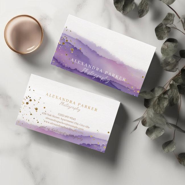 Abstract Purple & Gold Watercolor Landscape Script