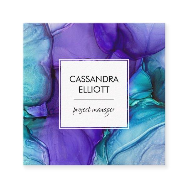 Abstract Purple & Teal Alcohol Ink Liquid Art Square