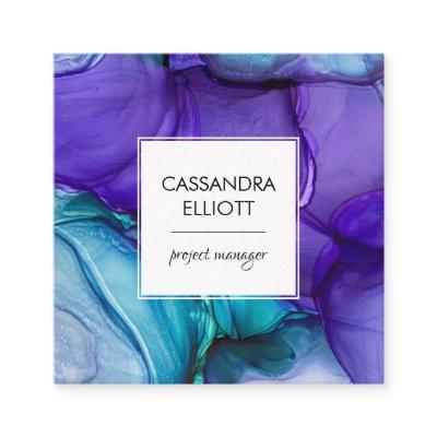 Abstract Purple & Teal Alcohol Ink Liquid Art Square