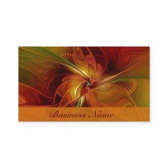 Abstract Red Orange Brown Green Fractal Art Flower