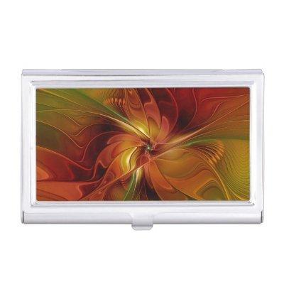 Abstract Red Orange Brown Green Fractal Art Flower  Case