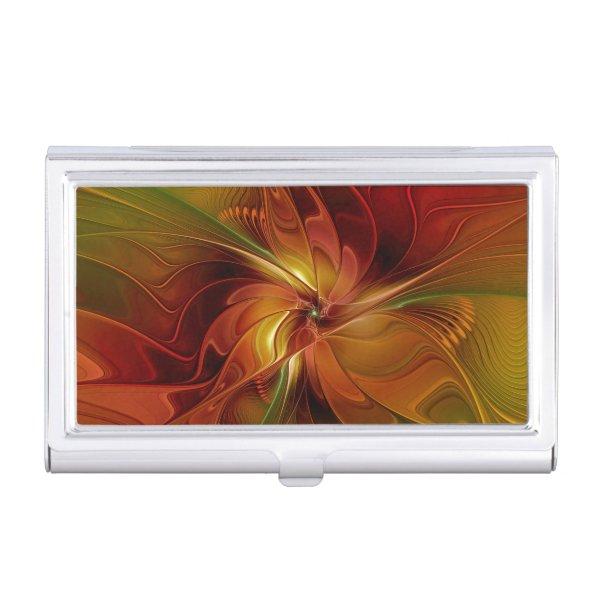 Abstract Red Orange Brown Green Fractal Art Flower  Case