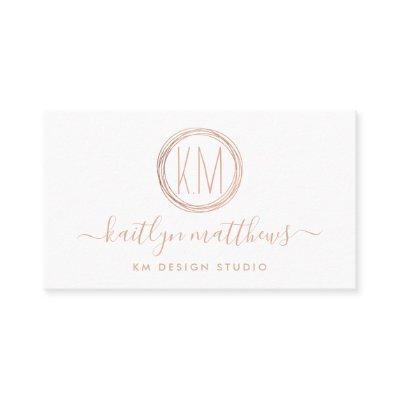 Abstract Rose Gold Circles Monongram