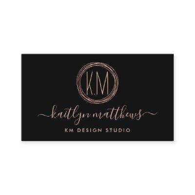 Abstract Rose Gold Circles Monongram