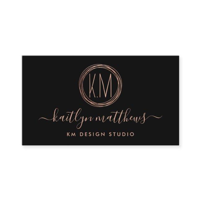 Abstract Rose Gold Circles Monongram