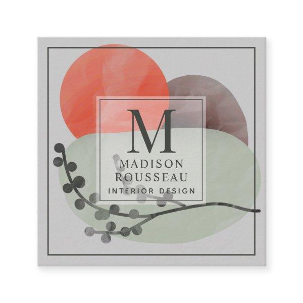 Abstract Shapes Monogrammed Interior Designer  Square