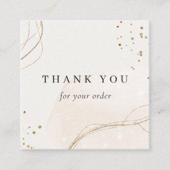 Abstract Shiny Ivory Gold Thank You For Your Order Square