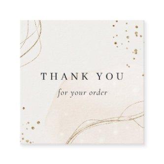 Abstract Shiny Ivory Gold Thank You For Your Order Square