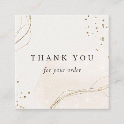 Abstract Shiny Ivory Gold Thank You For Your Order Square