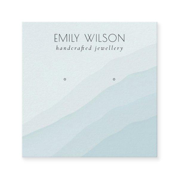 Abstract Sky Blue Waves Stud Earring Display  Square