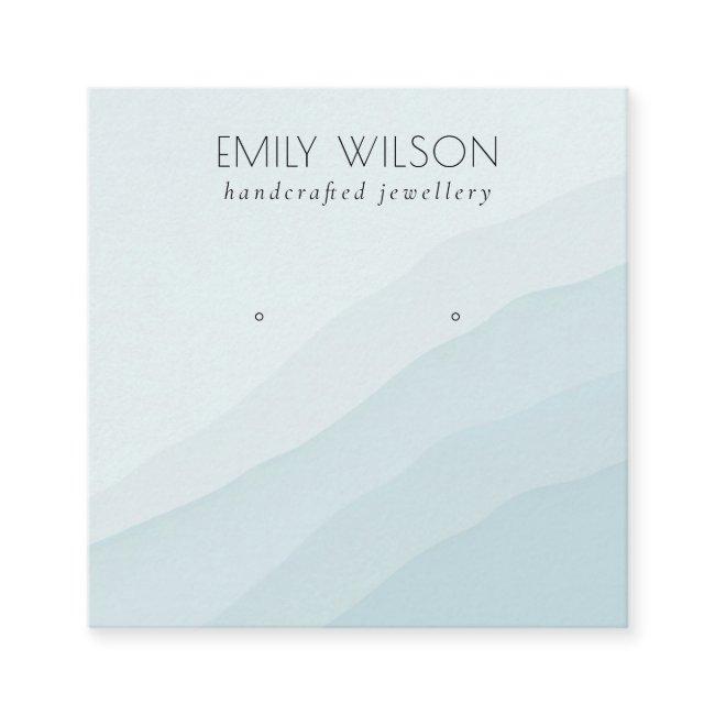 Abstract Sky Blue Waves Stud Earring Display Square