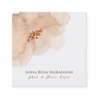 ~* Abstract Soft Peach Beige Floral Watercolor Square