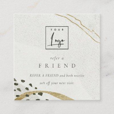 Abstract Stone Ivory Gold Refer A Friend Logo Square