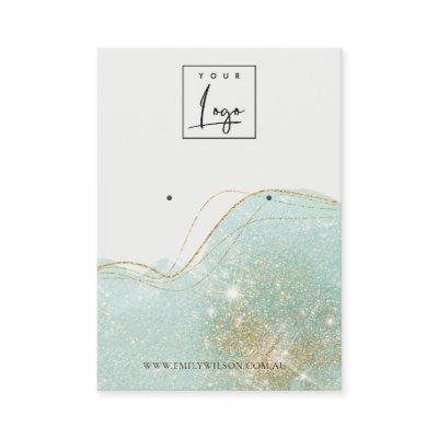 Abstract Teal Green Glitter Shiny Earring Display