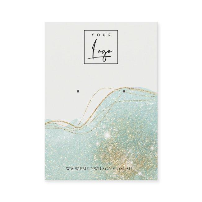 Abstract Teal Green Glitter Shiny Earring Display