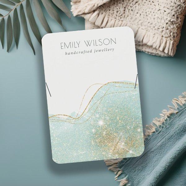 Abstract Teal Green Glitter Shiny Necklace Display