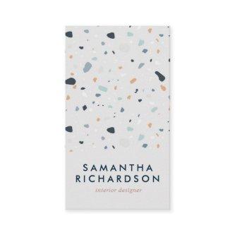 Abstract Terrazzo Pattern Light Blue & Navy