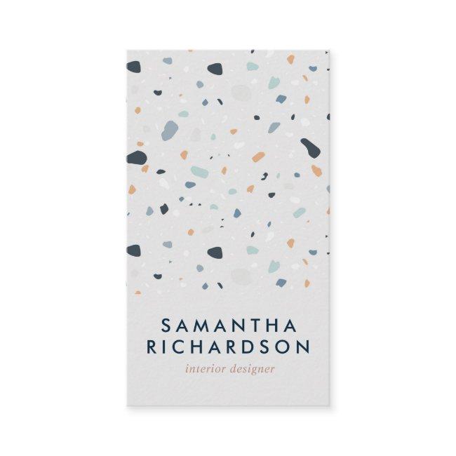 Abstract Terrazzo Pattern Light Blue & Navy