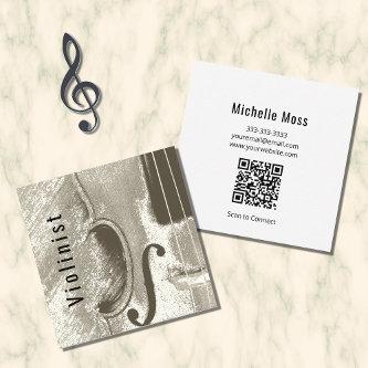 Abstract Violin Musical Instrument QR code Square