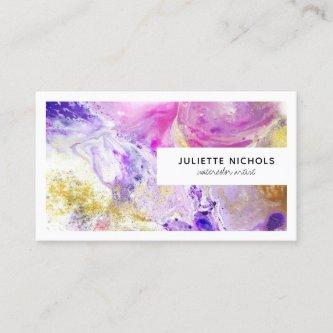 Abstract watercolor artist pink purple gold artsy