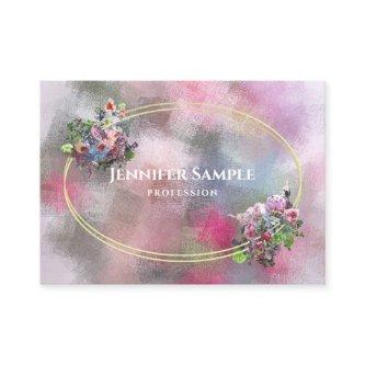 Abstract Watercolor Flowers Gold Frame Chic Modern