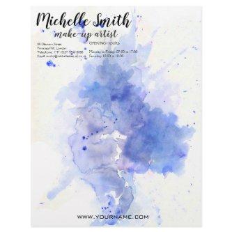 Abstract watercolor light blue splash brush stroke letterhead