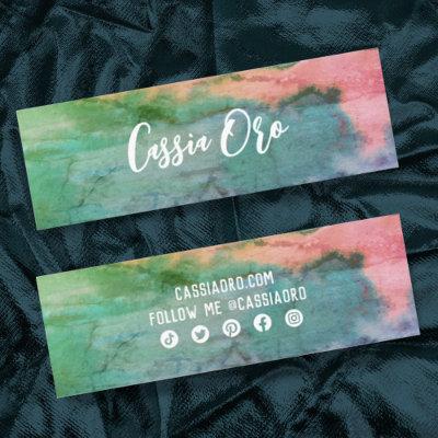 Abstract Watercolor Pink Green Custom Social Icons Mini