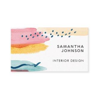 Abstract Watercolor Pink Yellow Blue Design