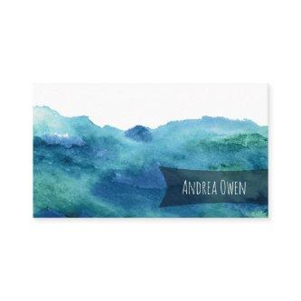 Abstract Watercolor Washed Blue Green Turquoise