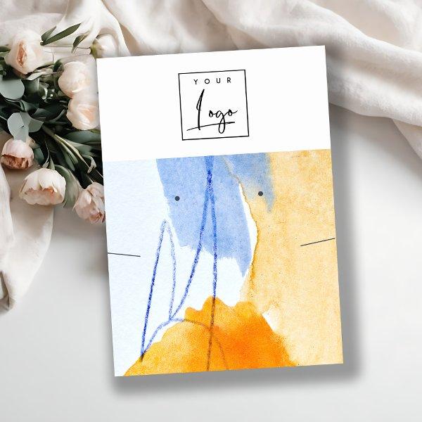 Abstract Yellow Blue Art Logo Earring Necklace