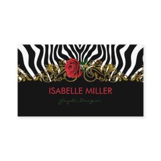 Abstract Zebra Flower Red Black White Gold