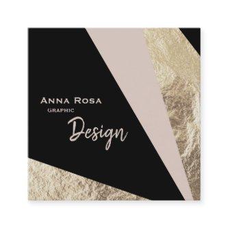 *~* AbstractGold Foil Pink Blush Geometric Square