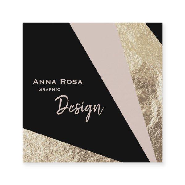 *~* AbstractGold Foil Pink Blush Geometric Square
