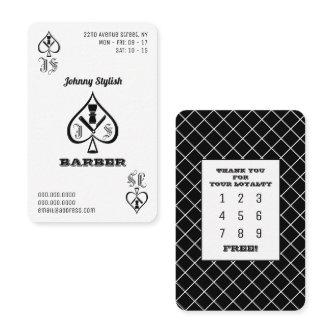 Ace of barbers black and white loyalty card