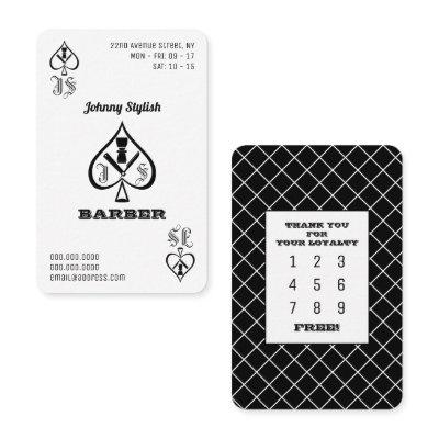 Ace of barbers black and white loyalty card