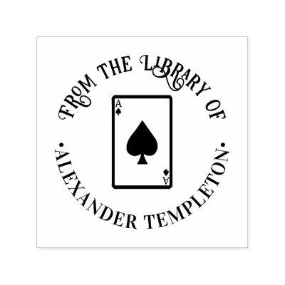 Ace of Spades Playing Card Library Book Name Self-inking Stamp